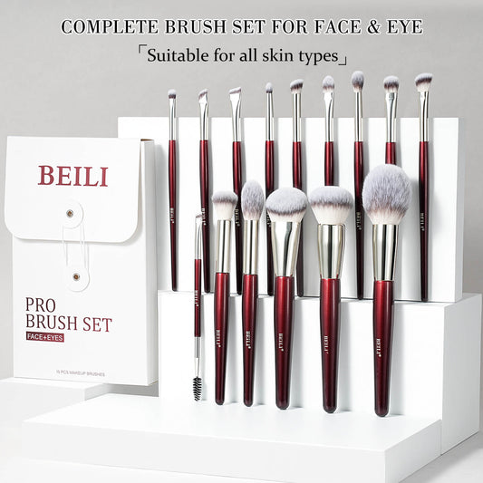 BEILI Luxury Makeup Brush Kit - Set of 15