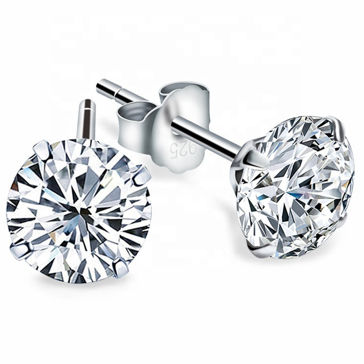 Cubic Zirconia Classic Stud Silver Earrings